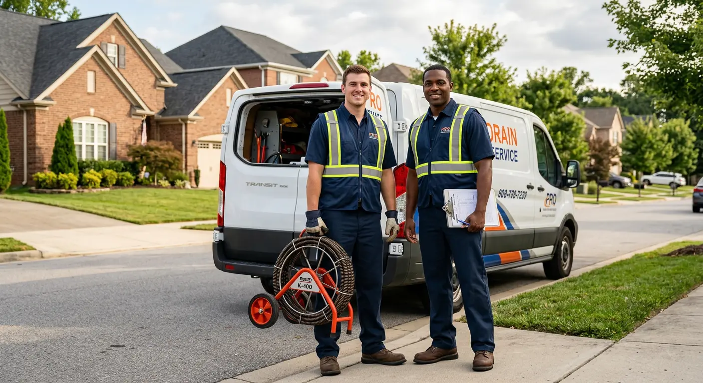 Sewer and drain service team with equipment ready for work in Lakeland