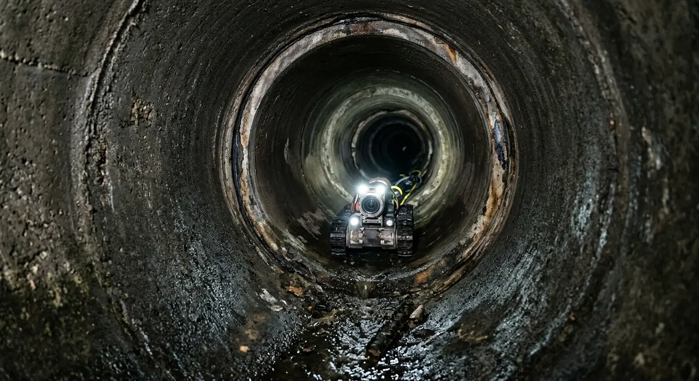 Robotic sewer camera inspecting pipe interior for Sewer Line Repair in Lakeland